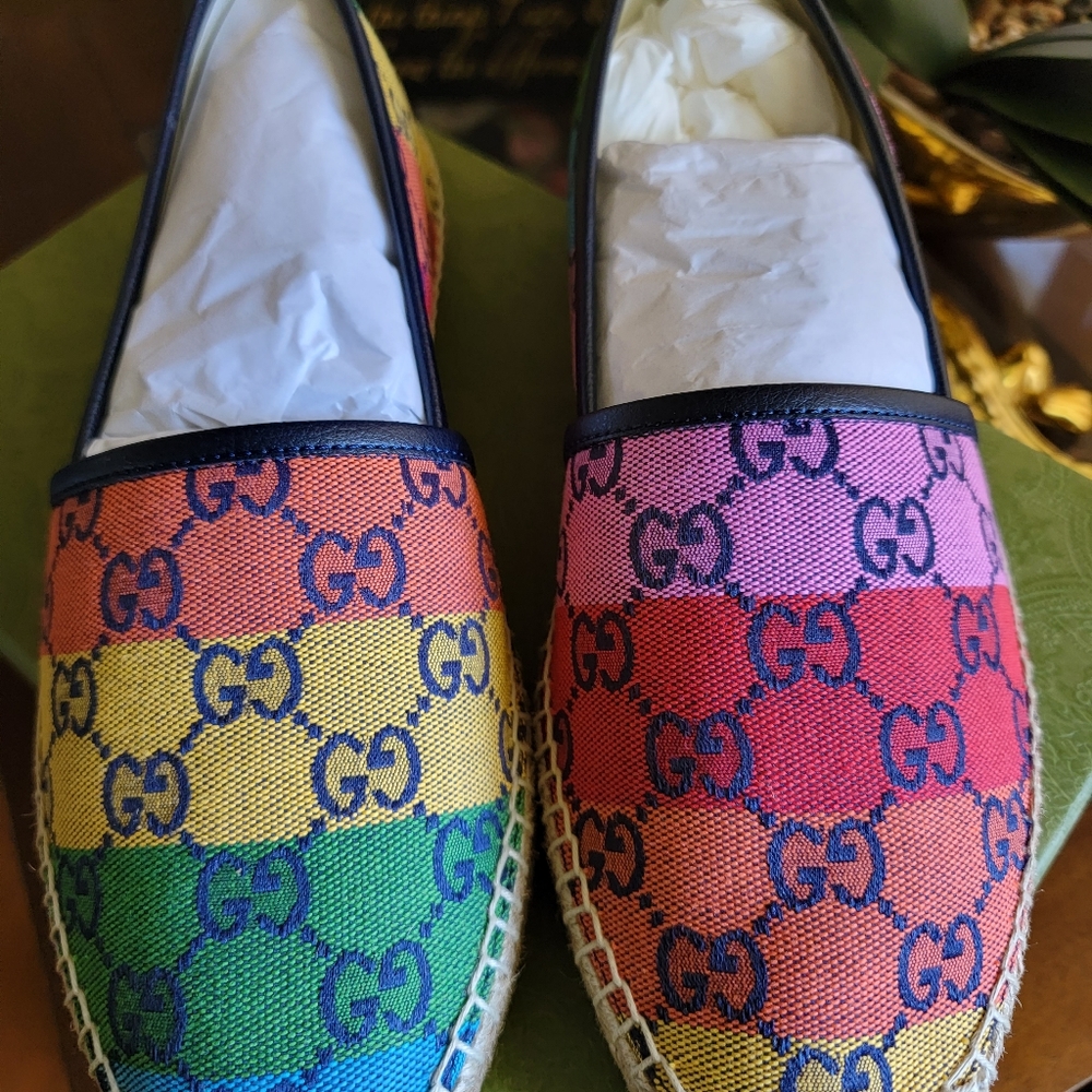 Gucci monogram rainbow espadrille size 40